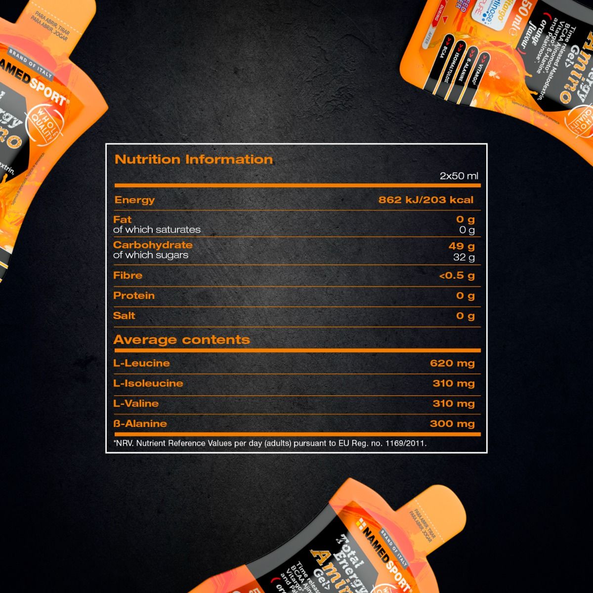 TOTAL ENERGY AMINO GEL Orange Flavour - 50ml