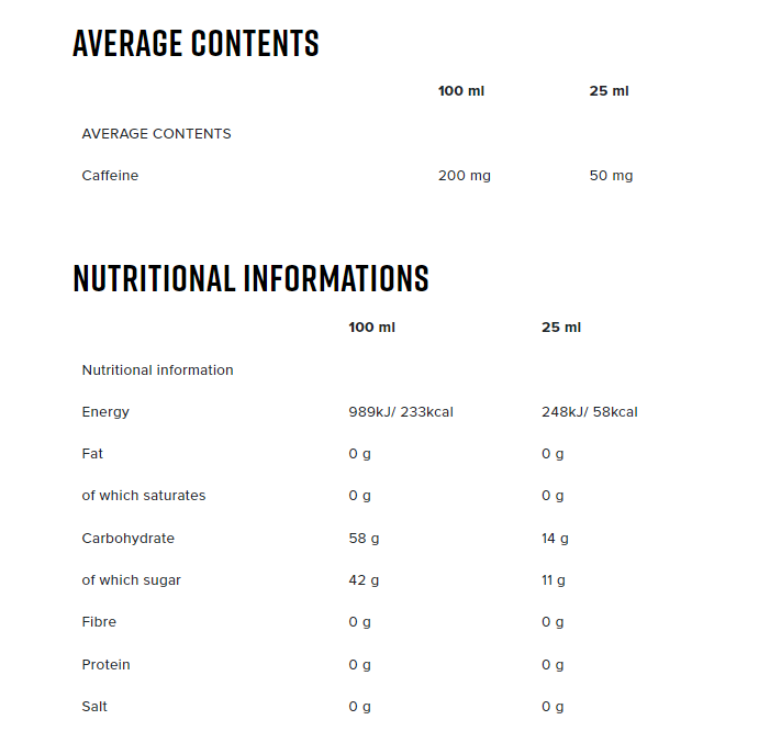 SPORT GEL Cola Lime - 25ml > Caffeine