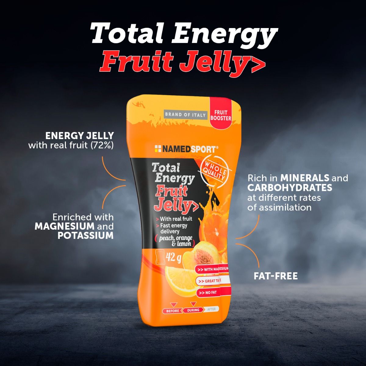 TOTAL ENERGY FRUIT JELLY PEACH,ORANGE&LEMON 42GR